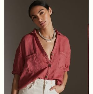Pilcro Linen Surf Buttondown, Pink